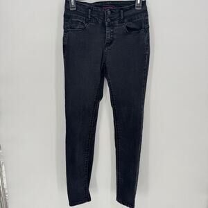 WAX JEAN Womens Size 9 Skinny Jeans Black High Rise Button Fly Denim